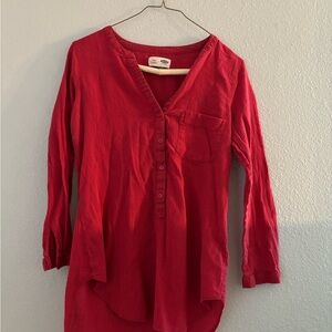 Women's Red Button-Up Top